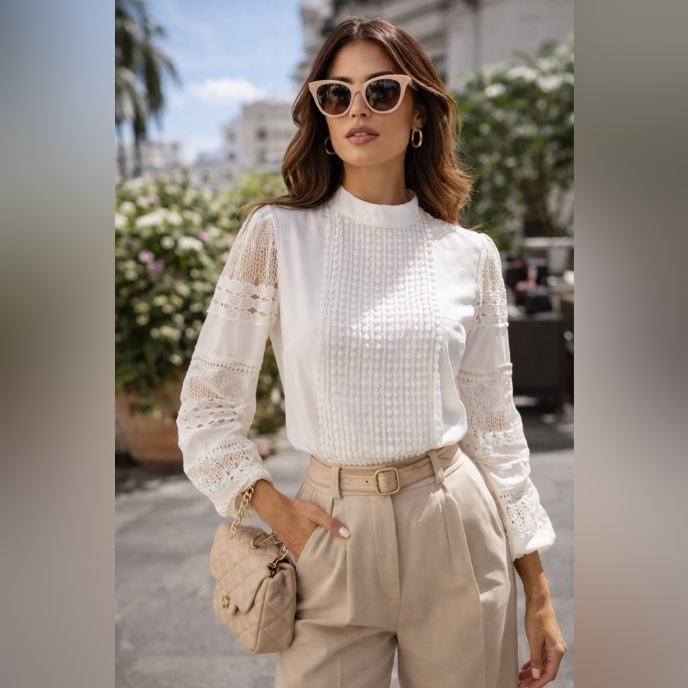 White crochet blouse.